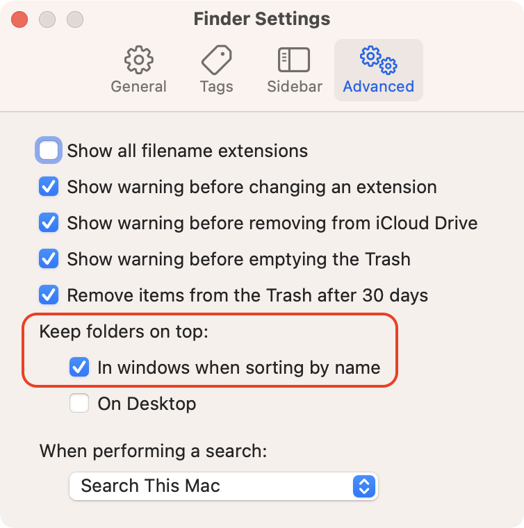 Finder Settings